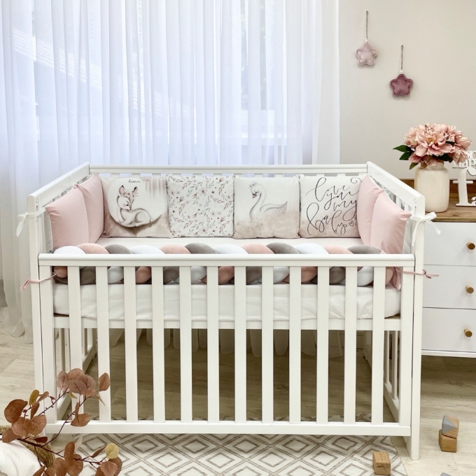 Set lenjerie patut bebe 7 piese Bambi roz (15)